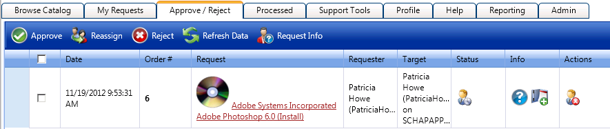 App Portal Approve/Reject Tab
