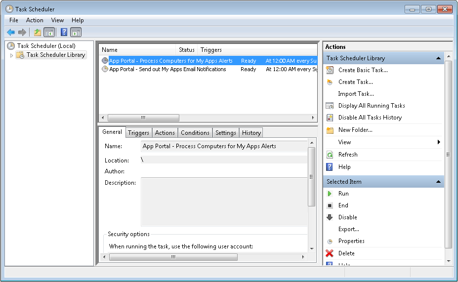 Microsoft Task Scheduler Listing App Portal Processes
